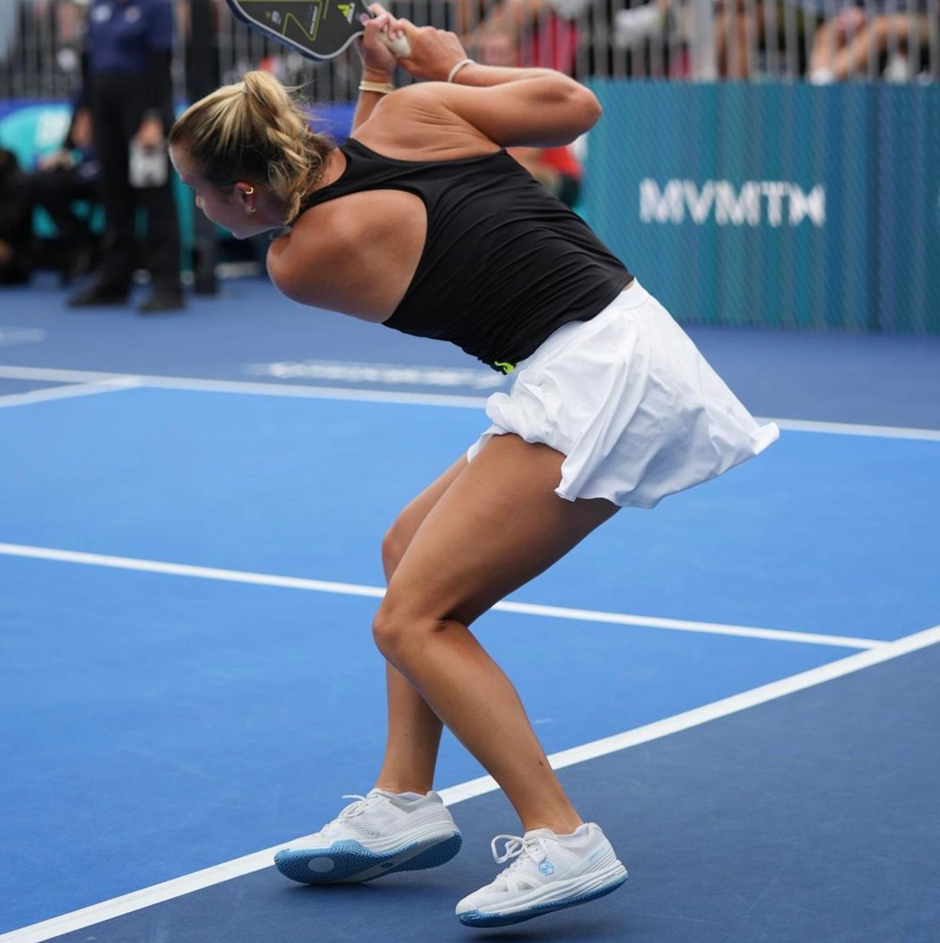 Kate Fahey wearing the best pickleball shoes for women.  Montis Pickleball women's pickleball shoes.