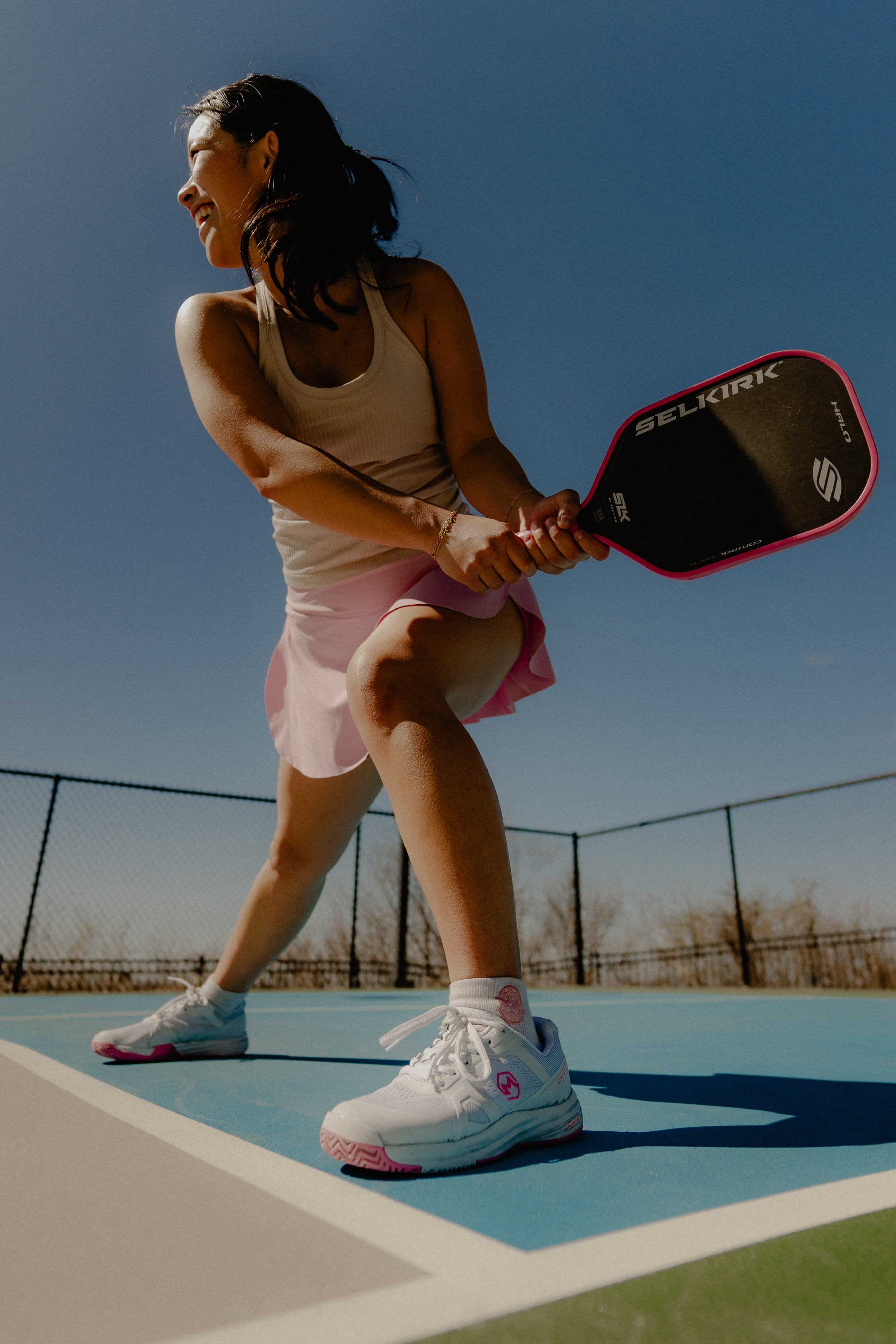 Court shoes for pickleball on display on home or professional courts.